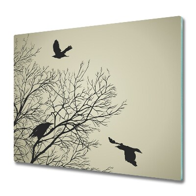 Üveg Tűzhelyvédő Varjak egy ágon