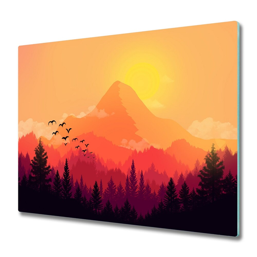 Üveg Vágódeszka Hegyi narancssárga táj