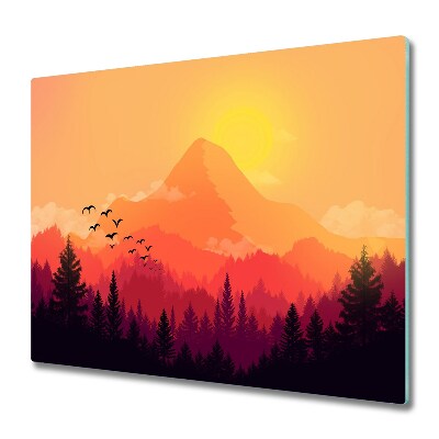 Üveg Vágódeszka Hegyi narancssárga táj