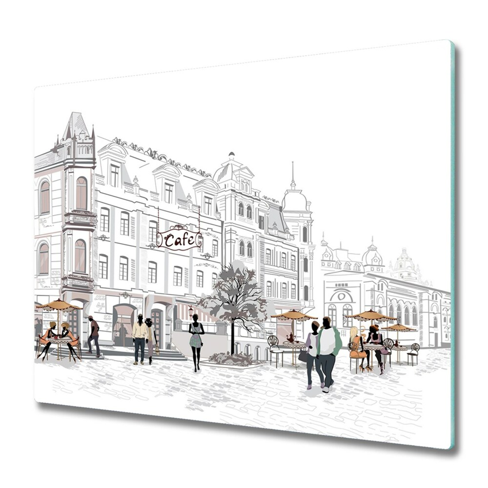 Üveg Vágódeszka A régi város rajza