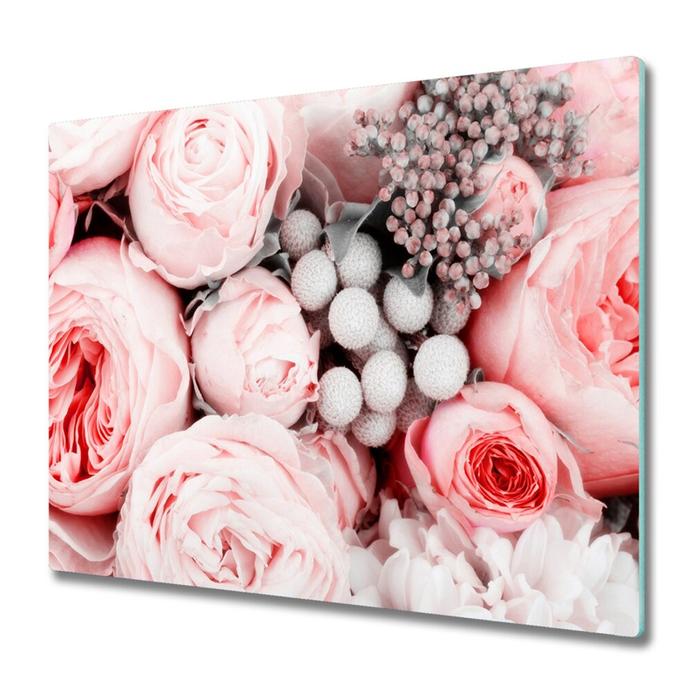 Főzőlap Védő Üveglap Rózsaszín virág csokor