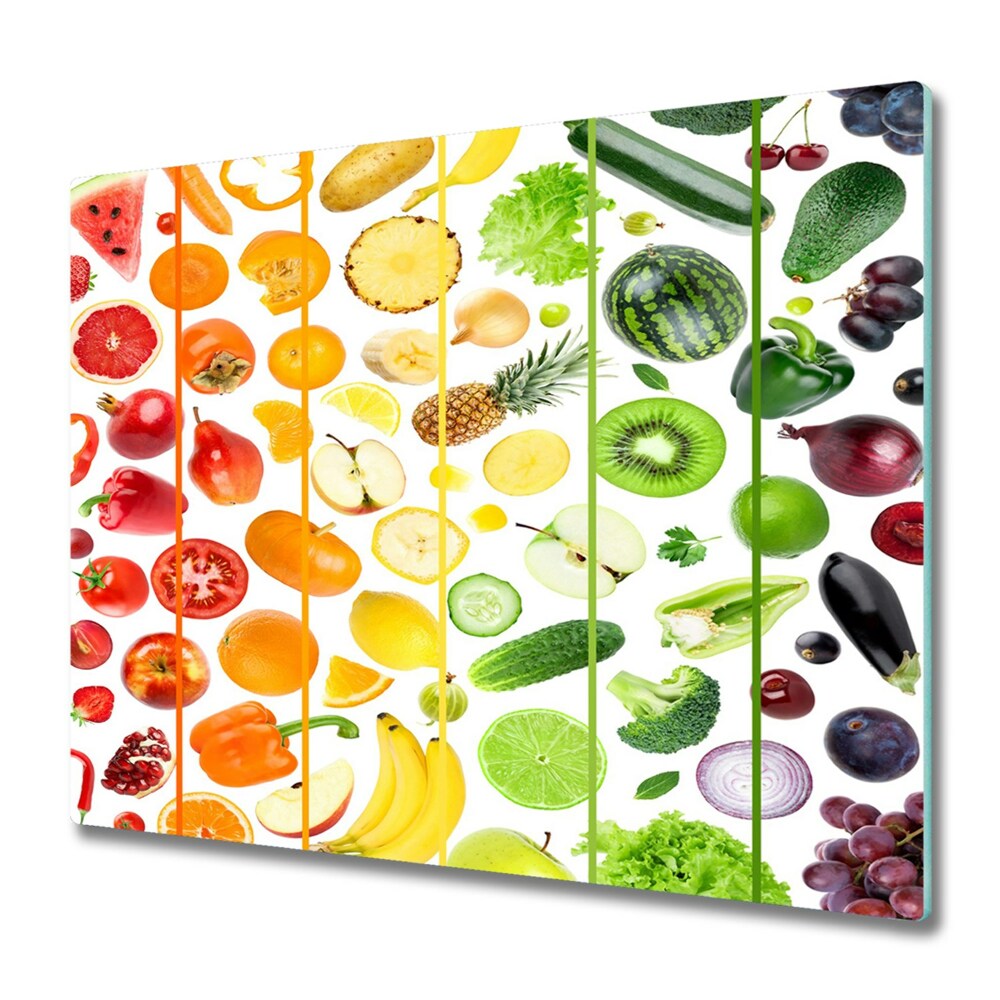 Tűzhelyvédő Üveglap Szivárvány hulló gyümölcsök és zöldségek