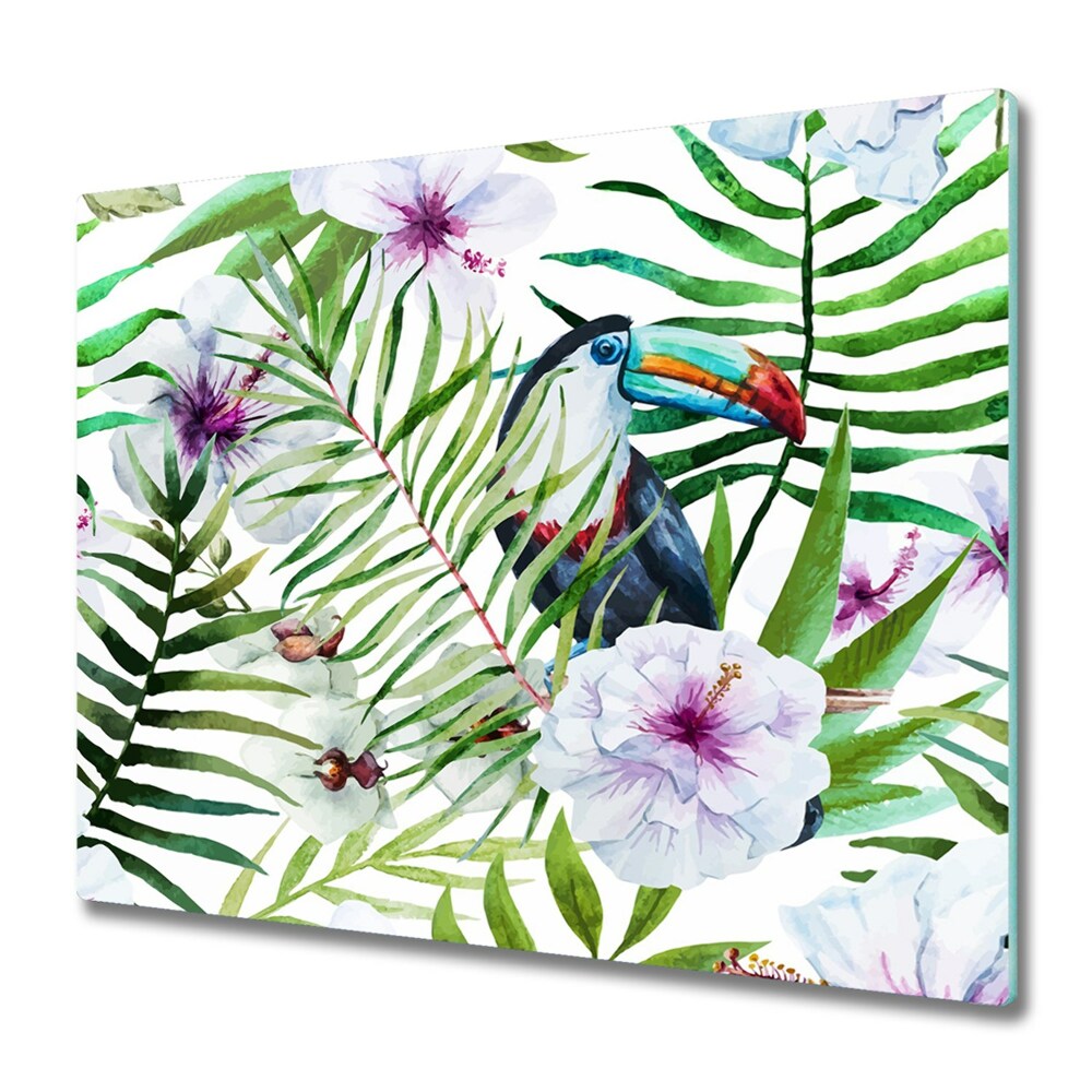 Tűzhelyvédő Üveglap Tukán és trópusi levelek