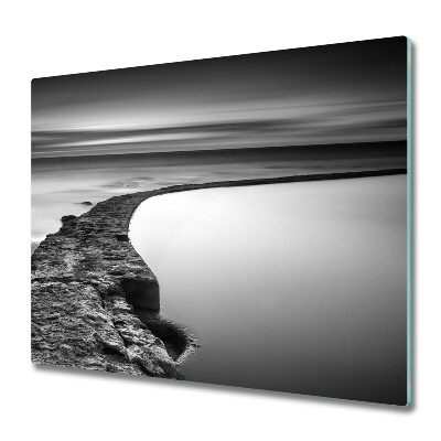 Tűzhelyvédő Fekete-fehér kavicsos strand