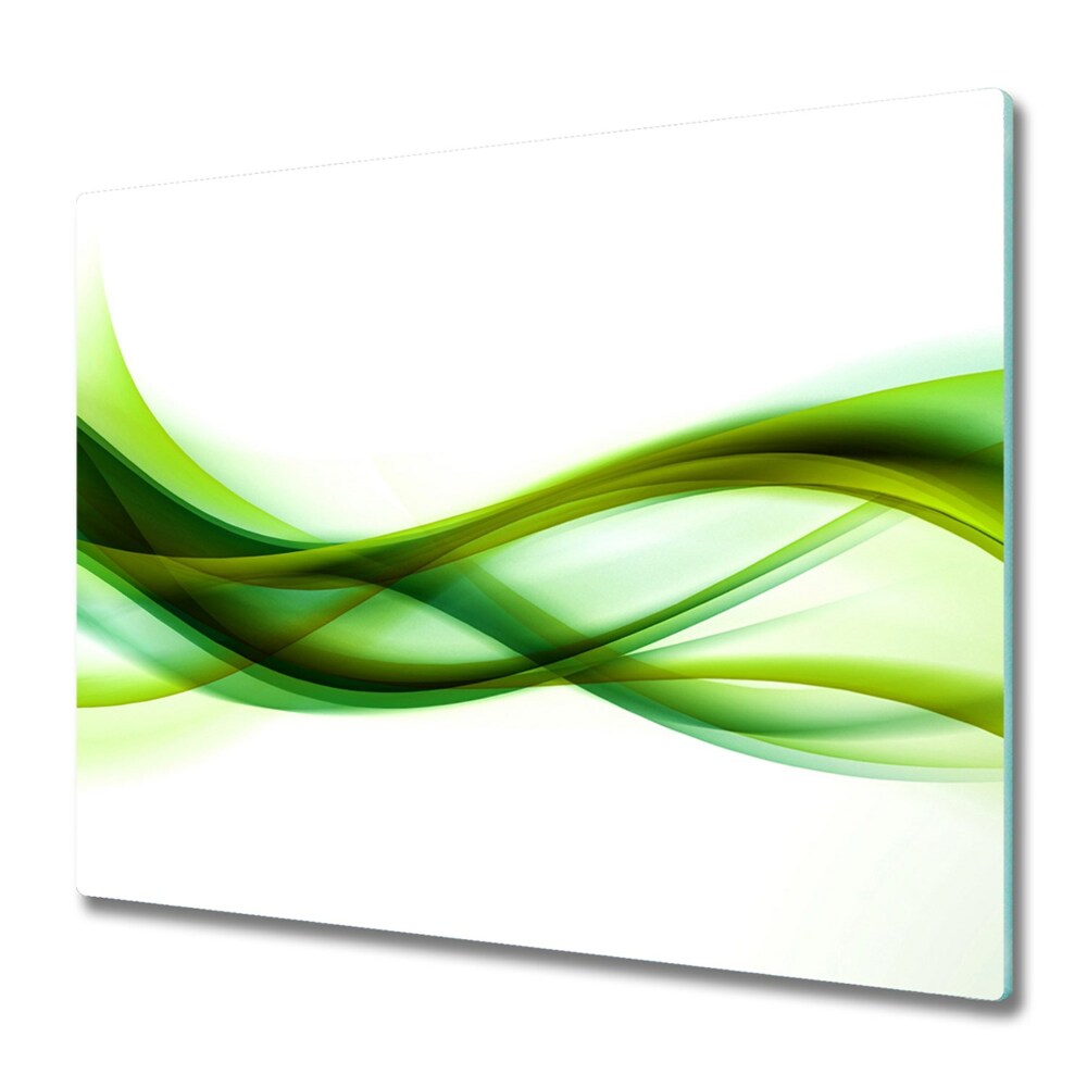 Tűzhelyvédő Üveglap Absztrakt zöld hullámok