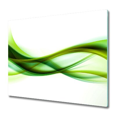 Tűzhelyvédő Üveglap Absztrakt zöld hullámok