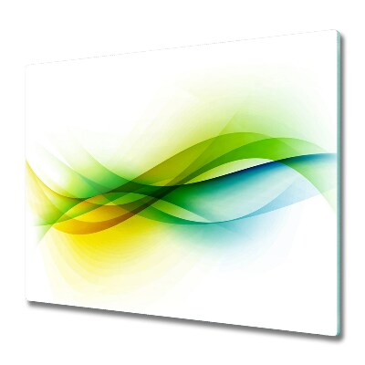 Főzőlap Védő Üveglap Absztrakt sárga zöld és kék hullámok