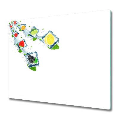 Tűzhelyvédő Üveglap Gyümölcsök jégkockákban