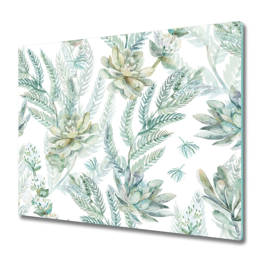 Üveg Tűzhelyvédő Virágok és levelek minta