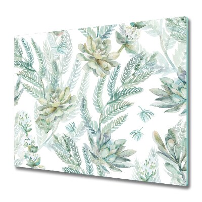 Üveg Tűzhelyvédő Virágok és levelek minta