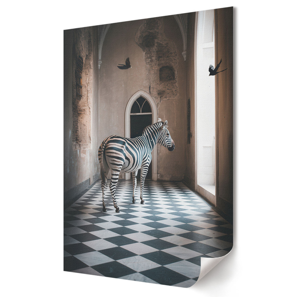 Fali poszter Zebra a titokzatos belső térben