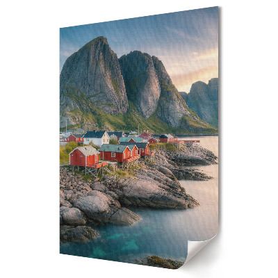 Fali poszter Egy festői falu a fjord partján