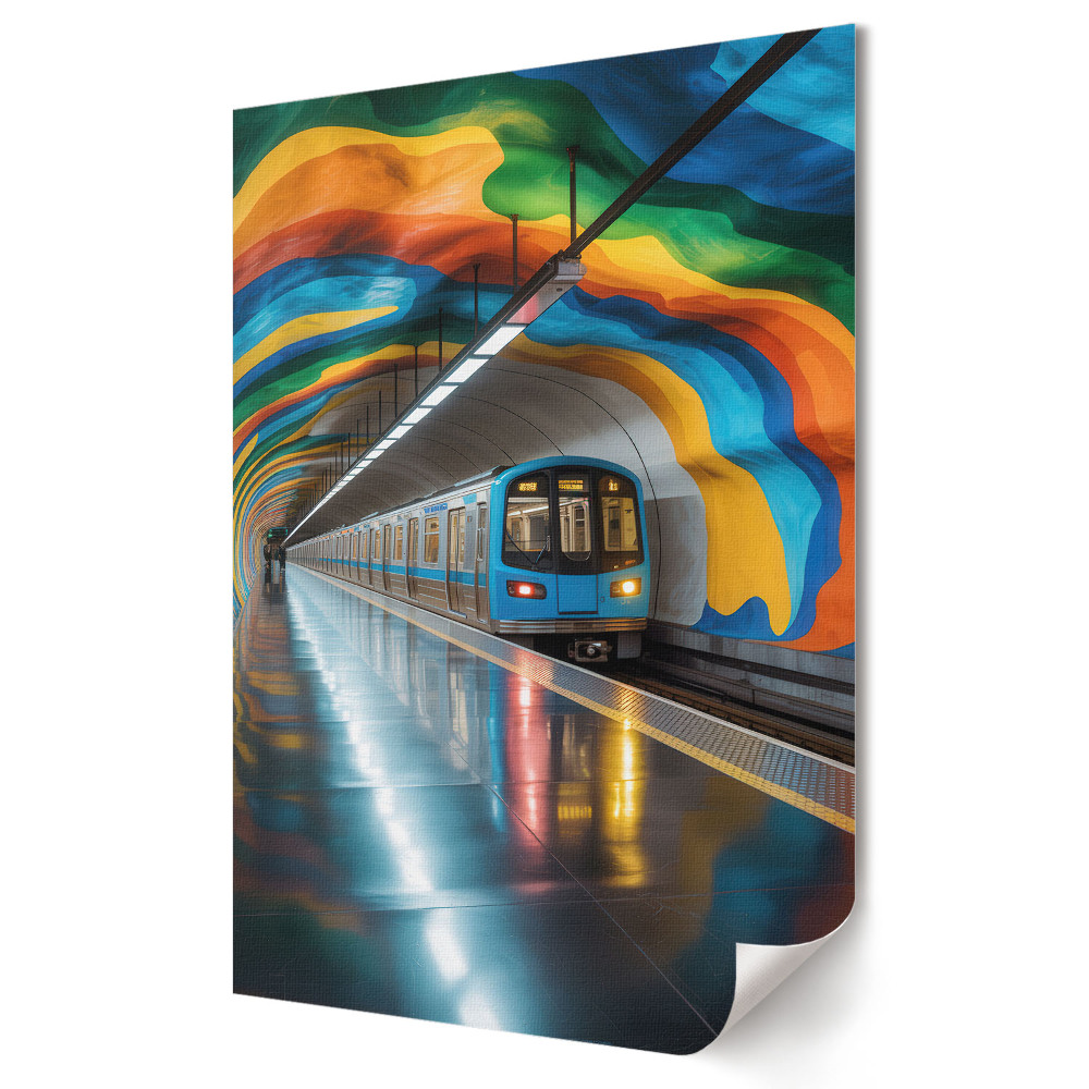 Plakát nyomtatás Egy színes metróalagút a városban