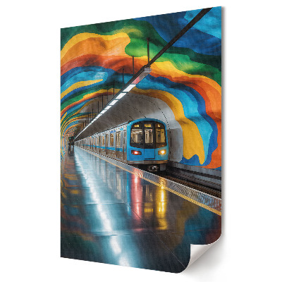 Színes metróalagút a városban plakát