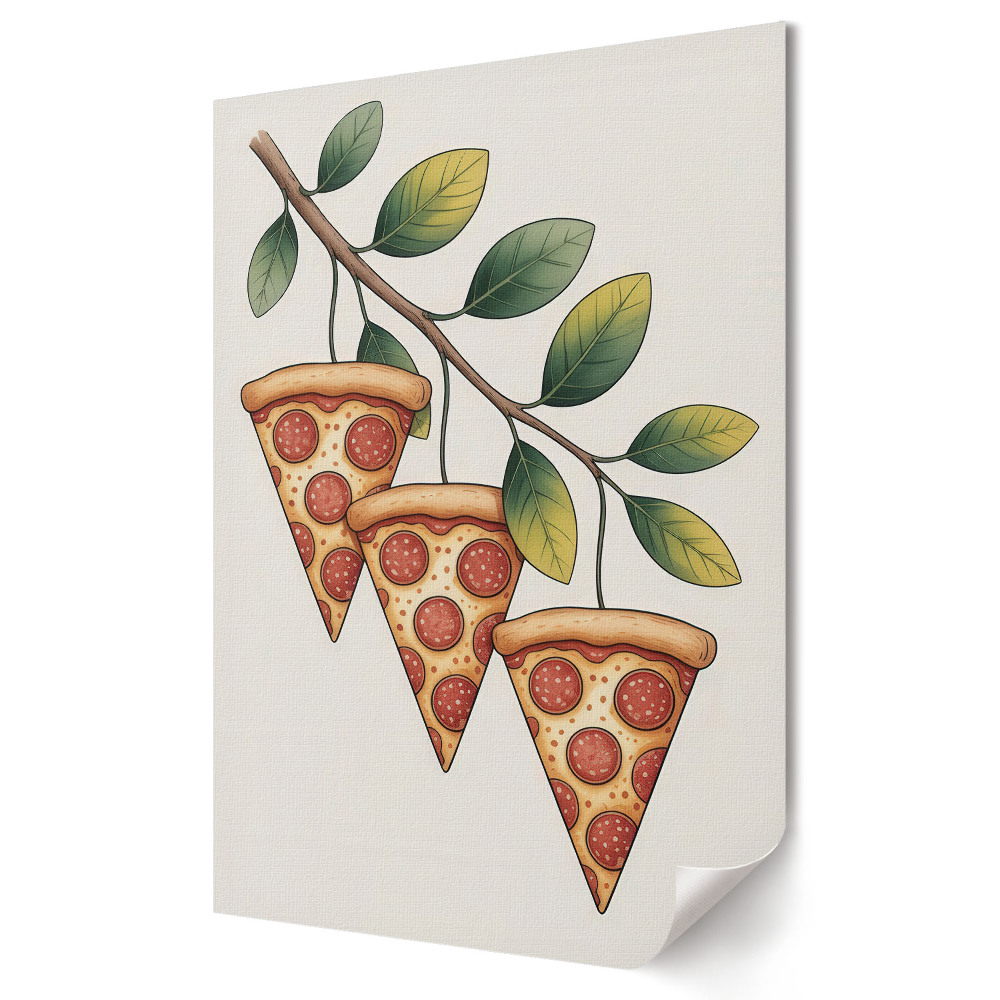 Fali poszter Pizza egy vidám fa ágán