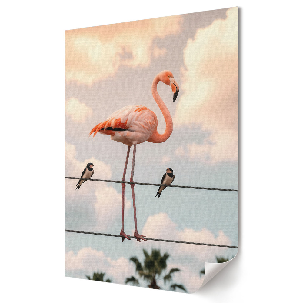 Plakát poszter Flamingo pasztellszínű égbolton