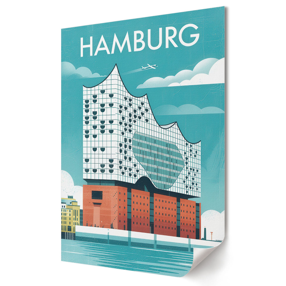 Plakát nyomtatás Hamburg modern építészete illusztrációkon
