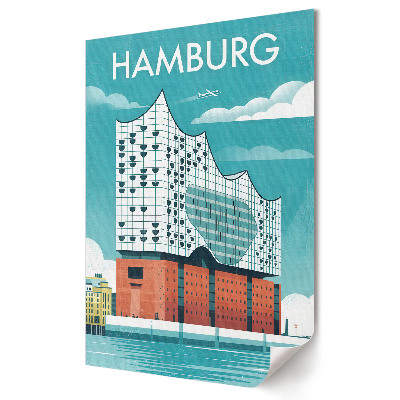 Hamburg modern építészete illusztrált plakát nyomtatás