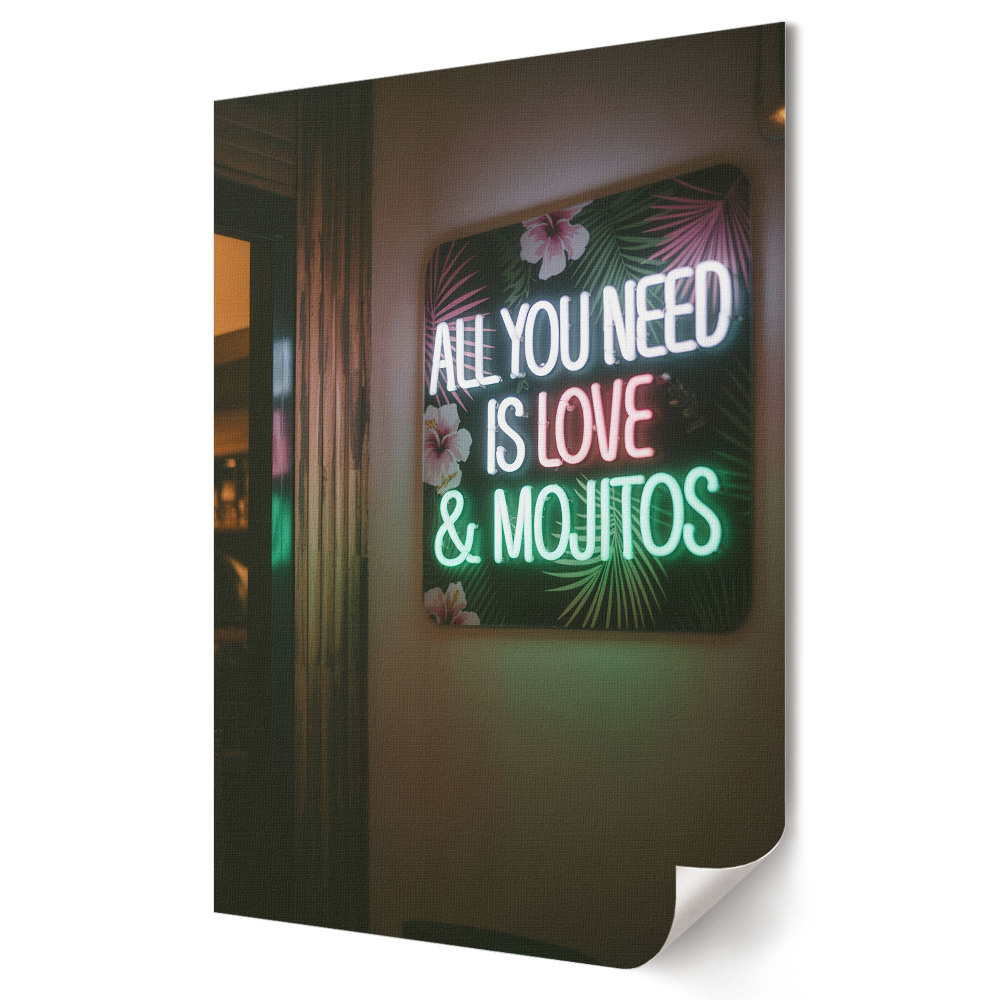 Fali poszter Szerelem és mojito neonfényben