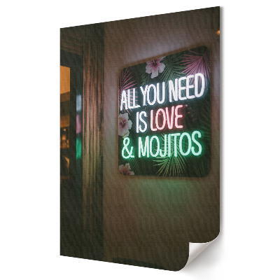 Szerelem és mojito neonfényben fali poszter