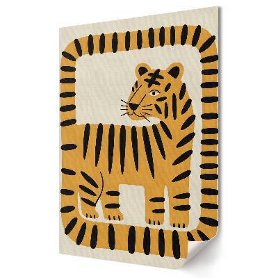 Plakát poszter Stilizált tigris geometrikus keretben