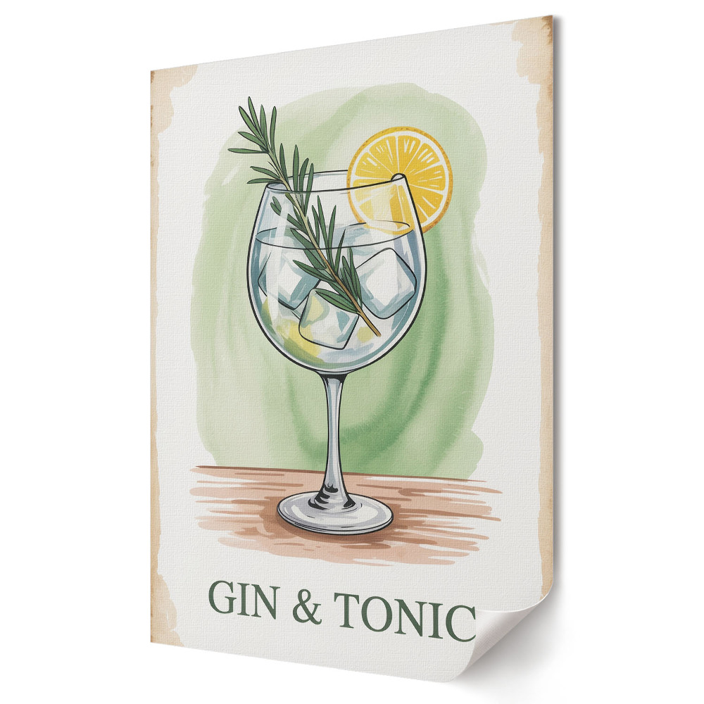 Plakát nyomtatás Frissítő gin-tonikot egy pohárban