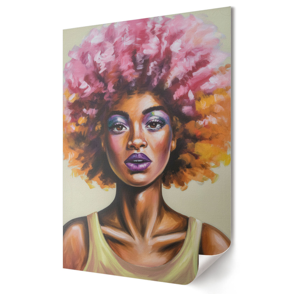 Plakát nyomtatás Színes afro frizura portréként