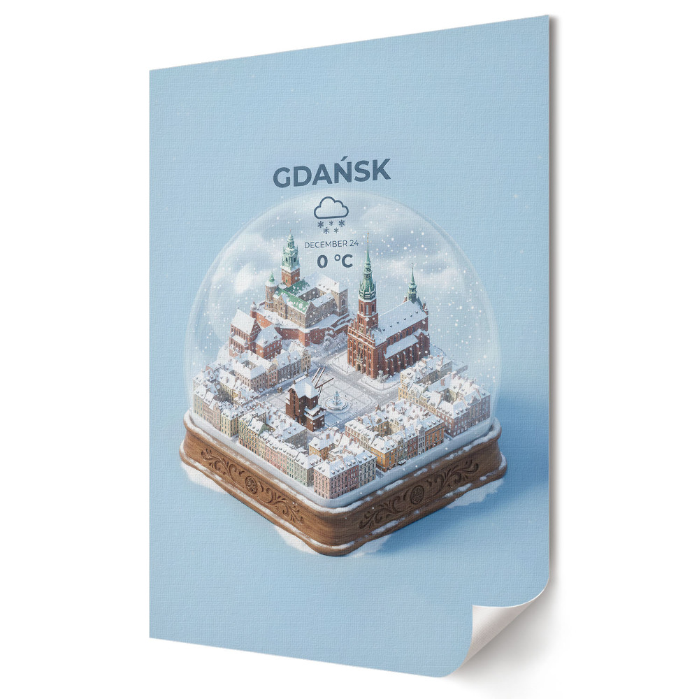Plakát nyomtatás Gdańsk téli varázsa egy gömbben