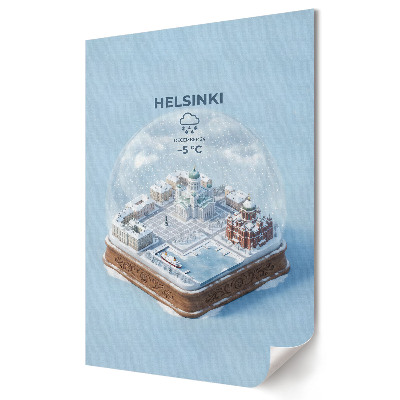 Plakát poszter Helsinki téli varázsa egy üveggömbben
