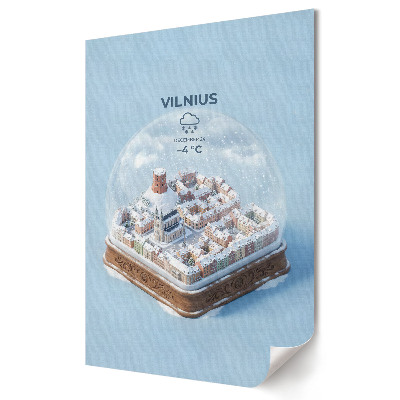 Plakát nyomtatás Vilnius téli tája egy üveggömbben