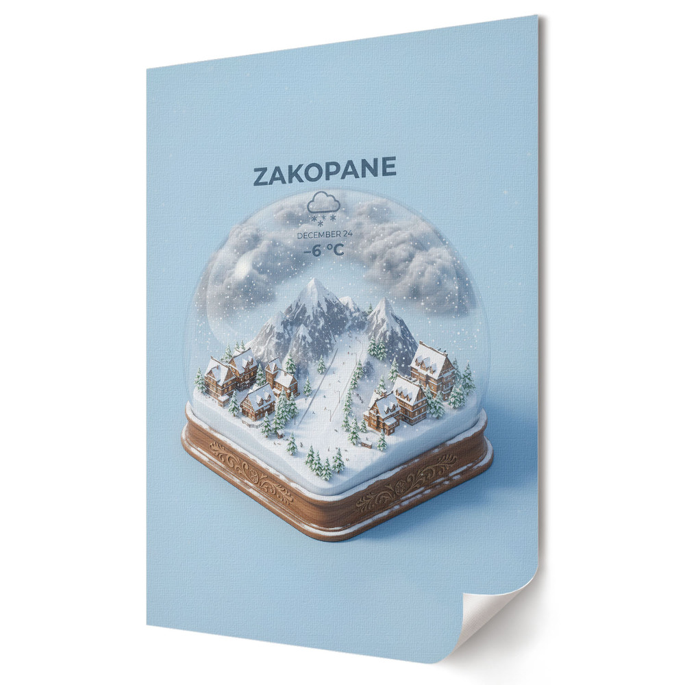 Fali poszter Zakopane téli tája üvegben