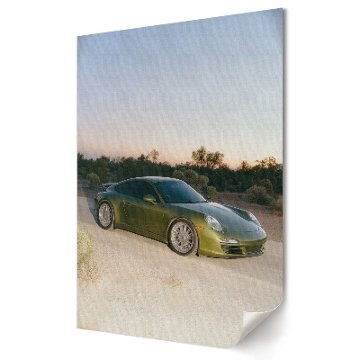 Plakát poszter Zöld Porsche egy sivatagi háttér előtt
