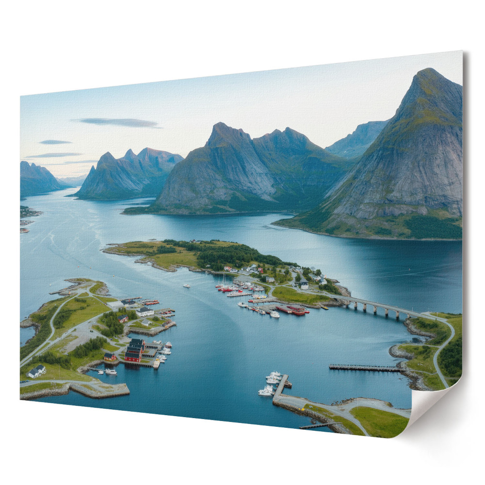 Retro poszter Festői kilátás Norvégia fjordjaira