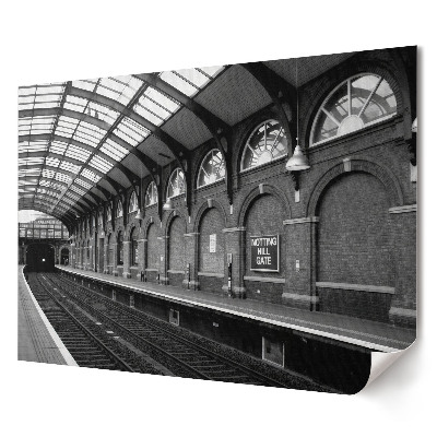 Retro poszter Notting Hill Gate metróállomás fekete-fehérben