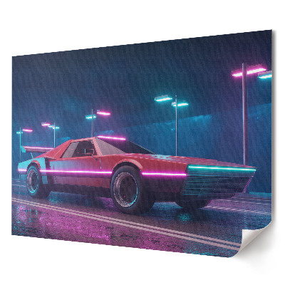 Retro poszter Futurisztikus autó neon színekben
