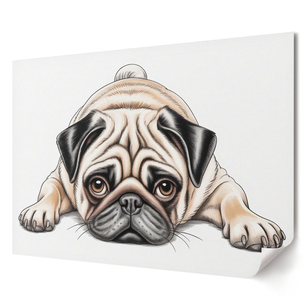 Retro poszter Szomorú bulldog művészi stílusban