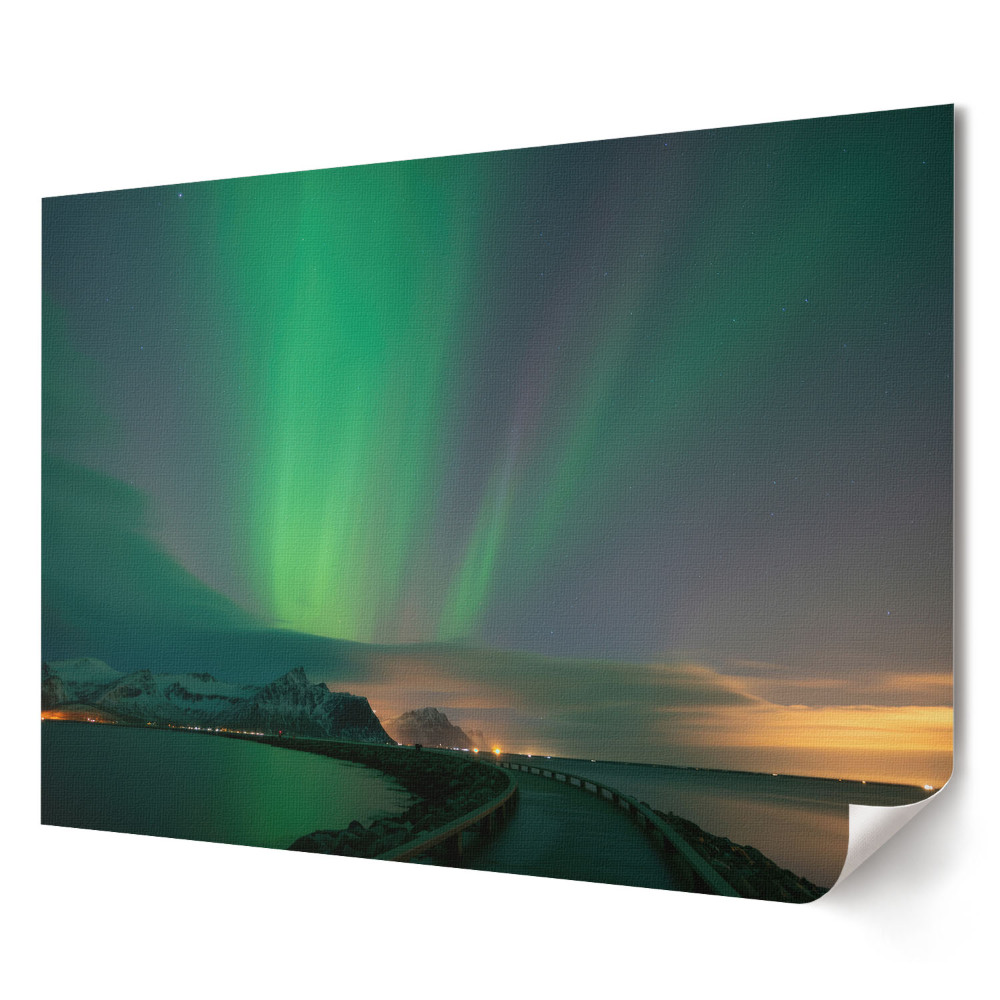 Fali poszter Aurora Borealis festői táj felett