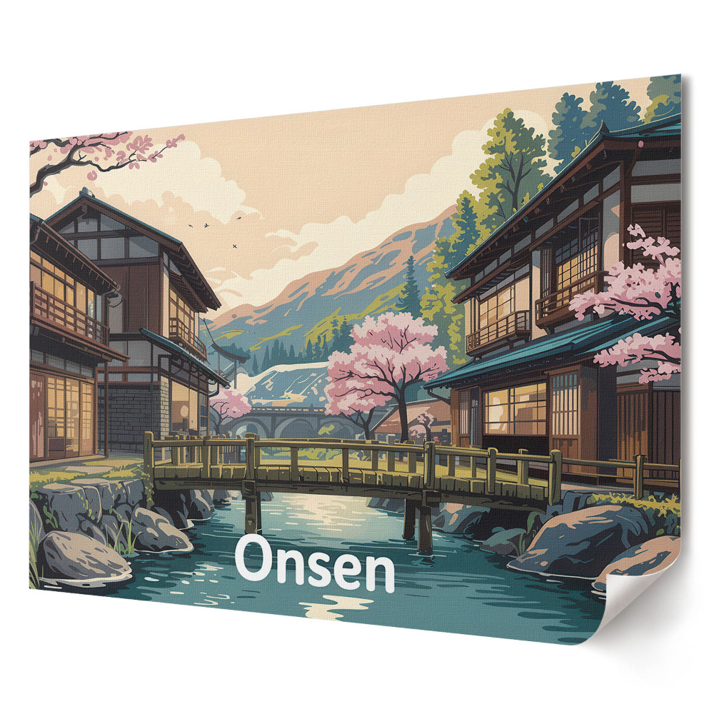 Plakát Japán hőforrás táj