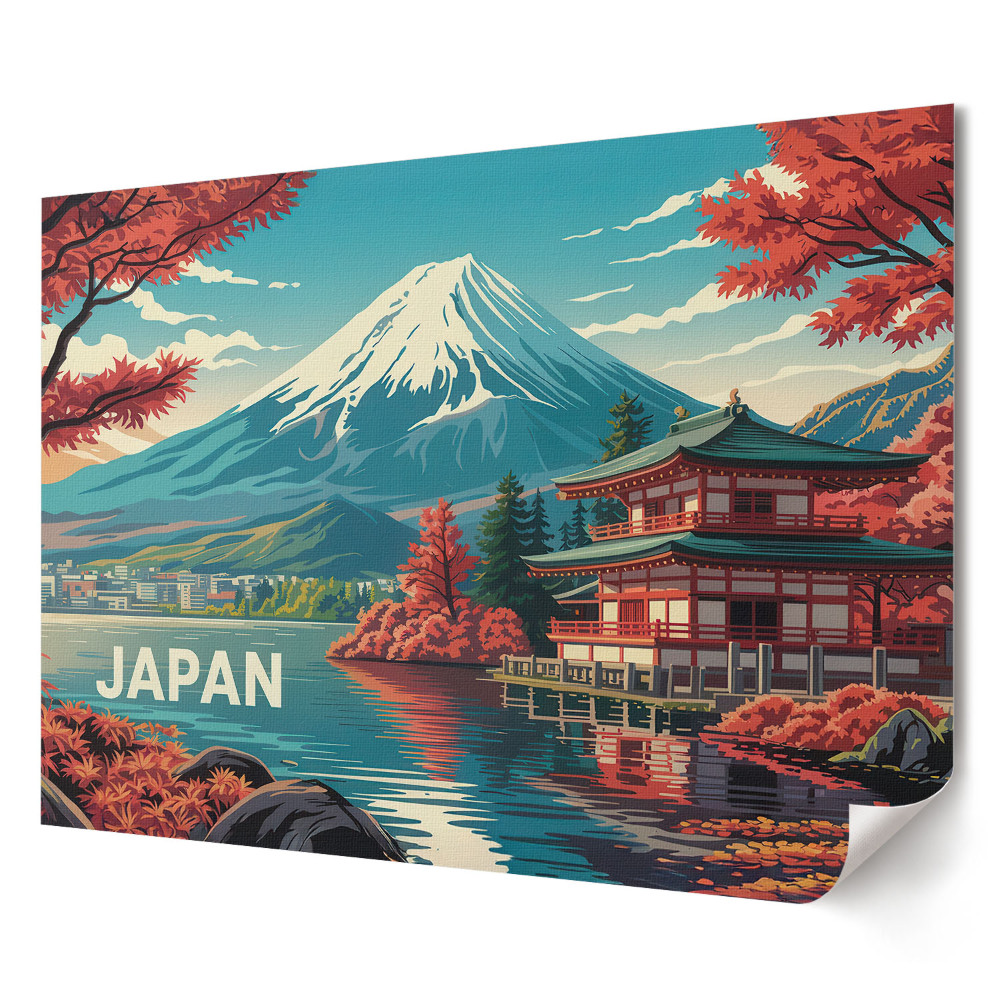 Plakát Japán: Fuji-hegy őszi tájban