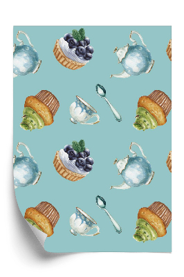 Öntapadó tapéta Torta és tea