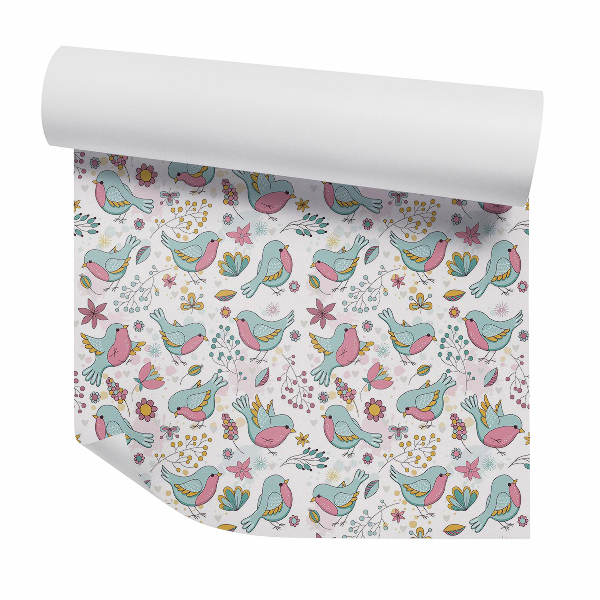 Foto tapeta Mesebeli pasztell madarak és virágok