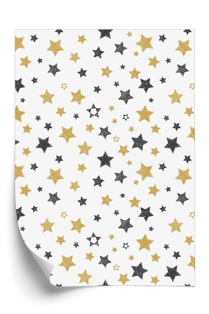 Öntapadó tapéta Arany és fekete csillagok