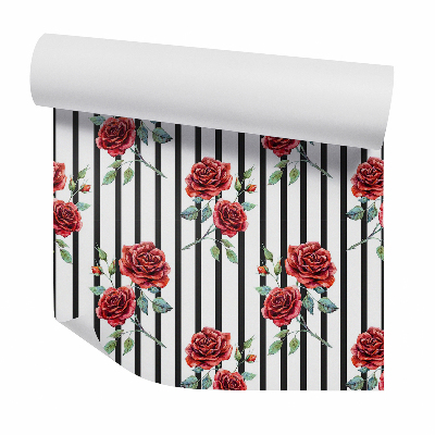 Fotótapéta falra Rózsák függőleges fekete csíkokon