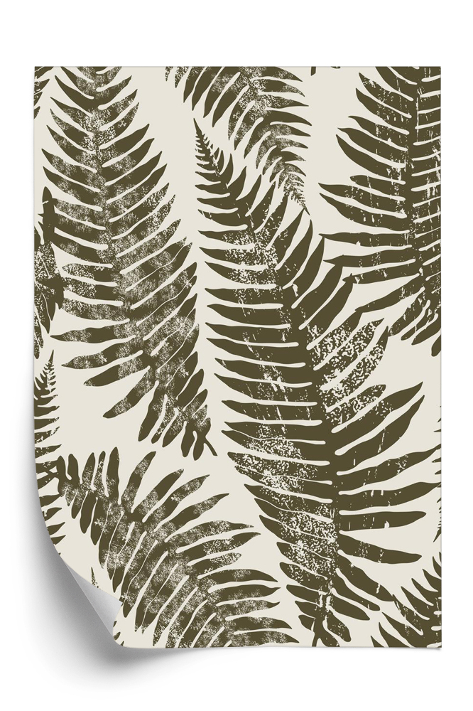 Öntapadó tapéta Varrat nélküli mintát páfránylevelekkel