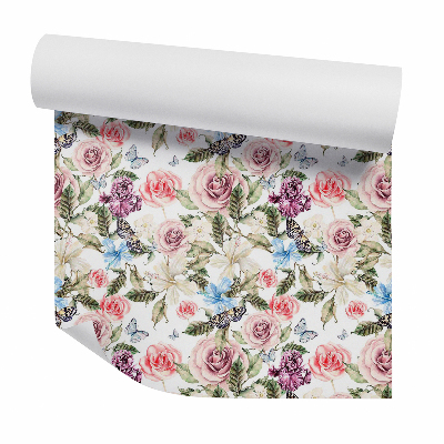 Öntapadós tapéta falra Kerti dekoratív virágok pillangók között