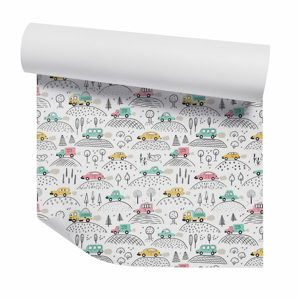 Fotótapéta falra Játékautók dombok erdő