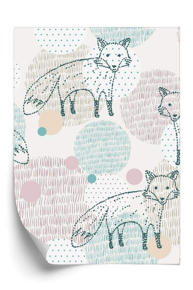 Öntapadós tapéta Rajzolt színes rókák