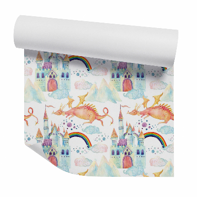 Fotótapéta falra Mesebeli vár és sárkány a felhőkben