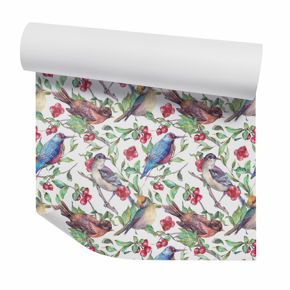 Öntapadós tapéta falra Madarak az áfonya ágain