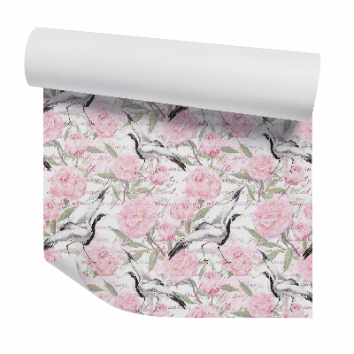 Dekor tapéta Madarak rózsaszín virágok között